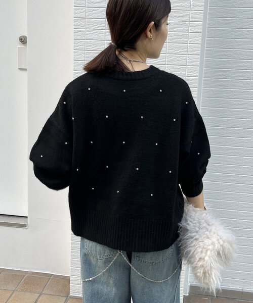 DouDou(ドゥドゥ)の「【WEB限定】ビジューニット(ニット/セーター・レディース・ブラック/チャコールグレー/オフホワイト・FREE)」の21枚目の写真