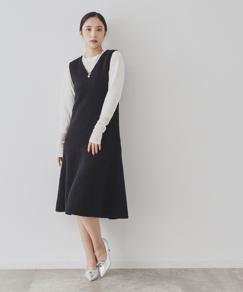 【セール】【楊柳風ジャージ／袖レース】プルオーバー（Tシャツ/カットソー）｜Sunauna（スーナウーナ）