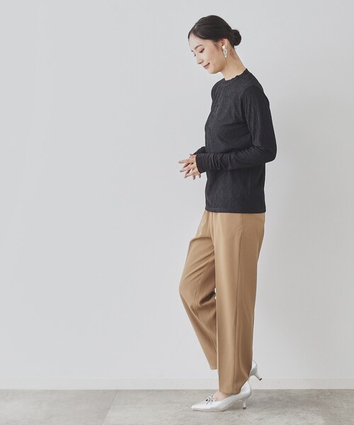 【セール】【楊柳風ジャージ／袖レース】プルオーバー（Tシャツ/カットソー）｜Sunauna（スーナウーナ）