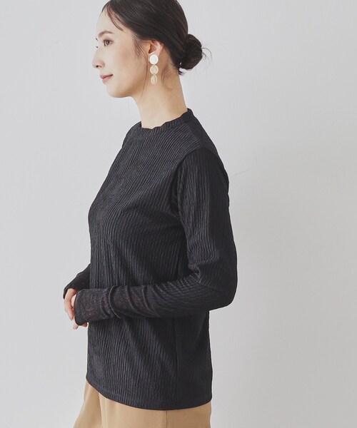 【セール】【楊柳風ジャージ／袖レース】プルオーバー（Tシャツ/カットソー）｜Sunauna（スーナウーナ）