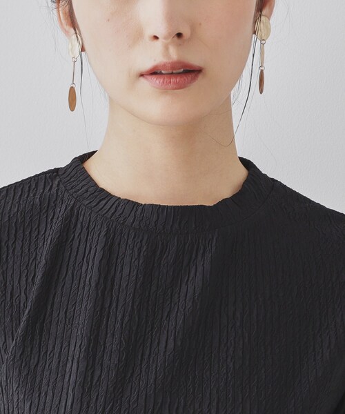 【セール】【楊柳風ジャージ／袖レース】プルオーバー（Tシャツ/カットソー）｜Sunauna（スーナウーナ）