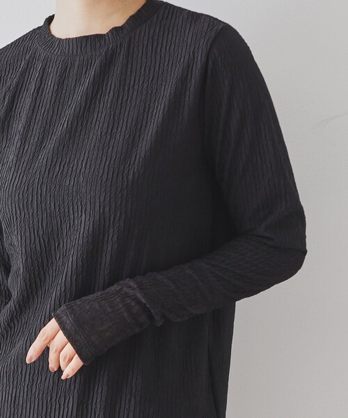 【セール】【楊柳風ジャージ／袖レース】プルオーバー（Tシャツ/カットソー）｜Sunauna（スーナウーナ）