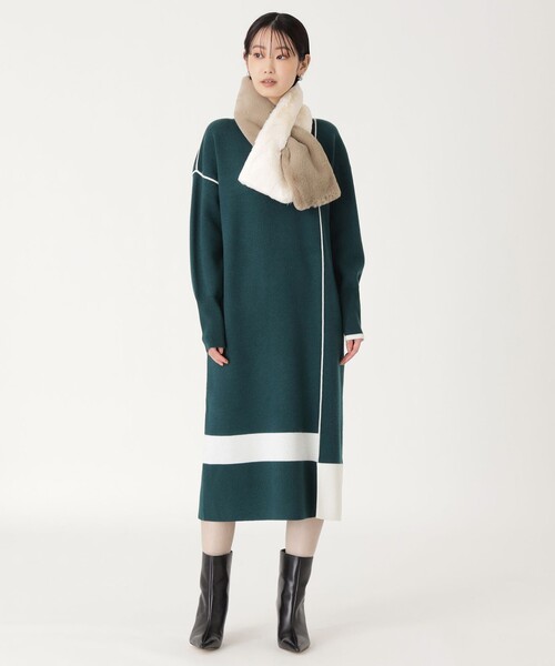 CAST:（キャストコロン）の「ダブルカラーマフラー（マフラー・レディース・ベージュ/グレー系その他2・FREE）」の4枚目の写真