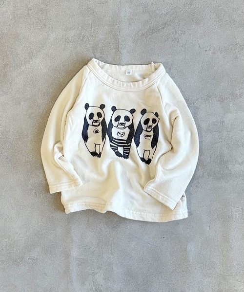 JIPPON(ジポン)の「パンダプリントトレーナー/日本製(スウェット・キッズ・ライトブルー/杢グレー/オフホワイト/イエロー・100/80/140/110/95/90/130/120)」の2枚目の写真