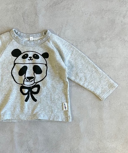 JIPPON(ジポン)の「パンダプリントトレーナー/日本製(スウェット・キッズ・ライトブルー/杢グレー/オフホワイト/イエロー・100/80/140/110/95/90/130/120)」の8枚目の写真