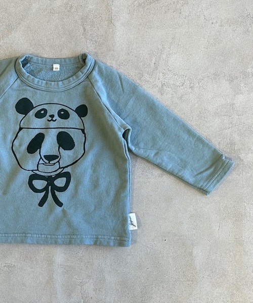 JIPPON(ジポン)の「パンダプリントトレーナー/日本製(スウェット・キッズ・ライトブルー/杢グレー/オフホワイト/イエロー・100/80/140/110/95/90/130/120)」の9枚目の写真