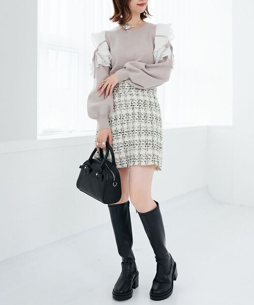 MAJESTIC LEGON（マジェスティックレゴン）の「プリーツフリルニット（ニット/セーター・レディース・アイボリー/ピンクベージュ/ブラック/ラベンダー・MEDIUM）」の13枚目の写真