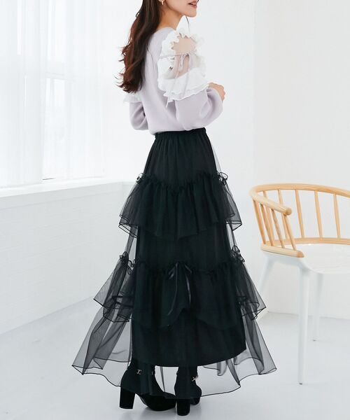 MAJESTIC LEGON（マジェスティックレゴン）の「プリーツフリルニット（ニット/セーター・レディース・アイボリー/ピンクベージュ/ブラック/ラベンダー・MEDIUM）」の22枚目の写真