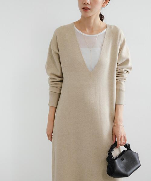 セール】深Vネックニットワンピース（ワンピース）｜URBAN