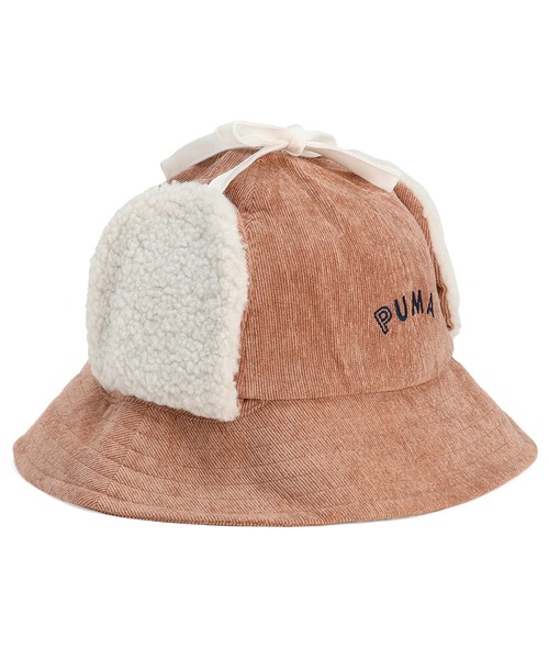 PUMA（プーマ）の「PUMA プーマ ウィメンズ ゴルフ P イヤーマフ コーデュロイ ハット（ハット・レディース・ネイビー/ベージュ/ホワイト系その他・フリー）」の3枚目の写真