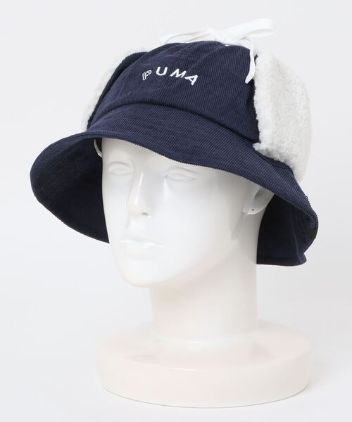 PUMA（プーマ）の「PUMA プーマ ウィメンズ ゴルフ P イヤーマフ コーデュロイ ハット（ハット・レディース・ネイビー/ベージュ/ホワイト系その他・フリー）」の15枚目の写真