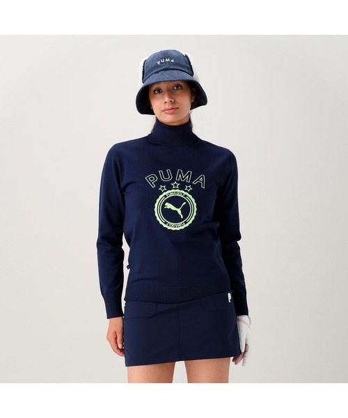 PUMA（プーマ）の「PUMA プーマ ウィメンズ ゴルフ P イヤーマフ コーデュロイ ハット（ハット・レディース・ネイビー/ベージュ/ホワイト系その他・フリー）」の8枚目の写真