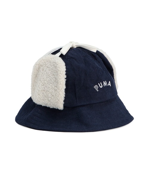 PUMA（プーマ）の「PUMA プーマ ウィメンズ ゴルフ P イヤーマフ コーデュロイ ハット（ハット・レディース・ネイビー/ベージュ/ホワイト系その他・フリー）」の12枚目の写真