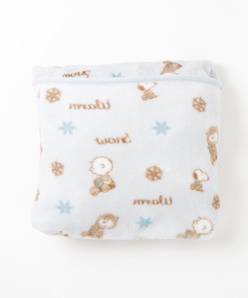 PEANUTS（ピーナッツ）の「PEANUTS SNOOPY（ピーナッツ スヌーピー）キャラクターふわもこボアフリース起毛総柄くるまろん/着る毛布/ブランケット（ガウン/バスローブ・レディース・ピンク/ライトブルー・FREE）」の3枚目の写真