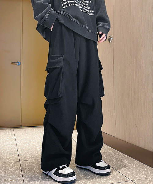 【セール】【neos】ルーズシルエット サイド シャーリング コーデュロイ カーゴパンツ（カーゴパンツ）｜neos（ネオス） 5,506円