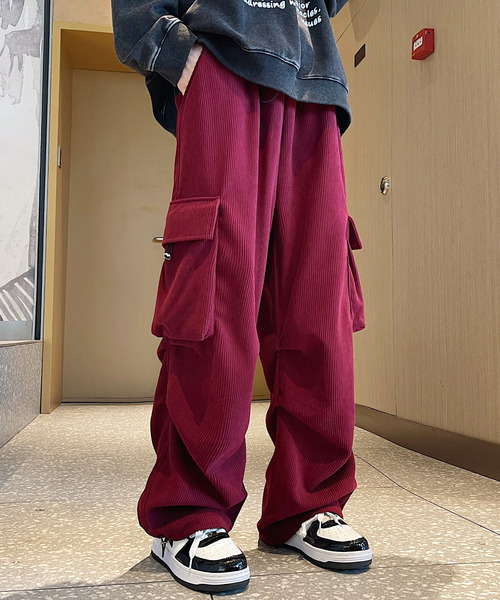 neos（ネオス）の「【neos】ルーズシルエット サイド シャーリング コーデュロイ カーゴパンツ（カーゴパンツ・メンズ・ワインレッド/カーキ/ブラック/ベージュ/チャコールグレー・MEDIUM/LARGE/X-LARGE）」の18枚目の写真