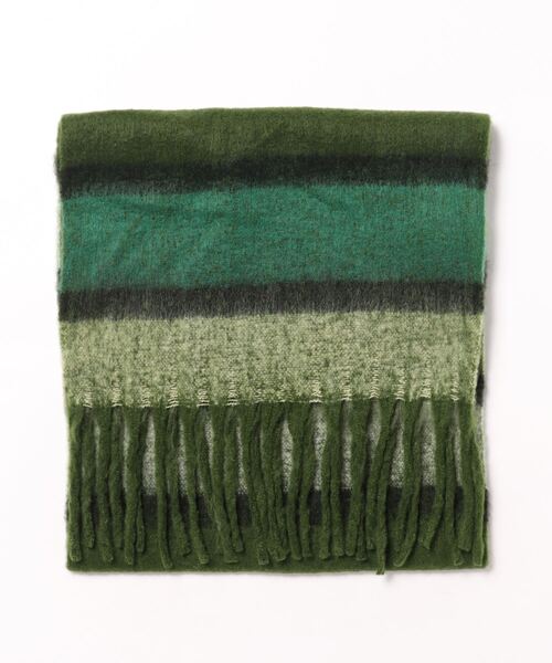 SPINNS（スピンズ）の「ボーダー起毛大判ストール/マフラー（マフラー・レディース・イエロー/ブルー/グリーン・ONESIZE）」の2枚目の写真