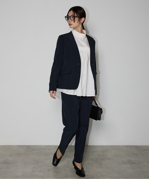 RIRIYANO（リリヤーノ）の「＜洗える>単品ストレッチテーパードパンツ（スーツパンツ・レディース・ブラック/チャコールグレー/ネイビー・11号/9号/13号/17号/19号/7号/15号）」の5枚目の写真