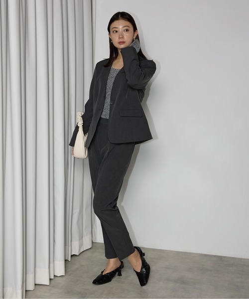 RIRIYANO（リリヤーノ）の「＜洗える>単品ストレッチテーパードパンツ（スーツパンツ・レディース・ブラック/チャコールグレー/ネイビー・11号/9号/13号/17号/19号/7号/15号）」の12枚目の写真