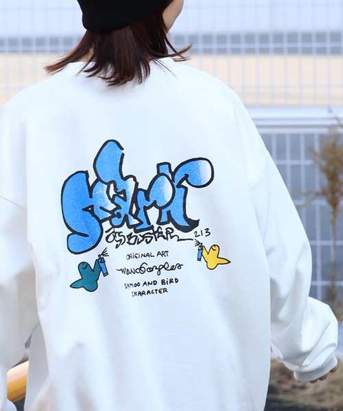 Mark Gonzales(マーク・ゴンザレス)の「【Mark Gonzales/マーク ゴンザレス】裏起毛 アートワークデザイン オーバーサイズ クルースウェット(スウェット・メンズ・ホワイト系1/ホワイト系2/ホワイト系3/ホワイト系4/ホワイト系5/ブラック系1/ブラック系2/ブラック系3/ブラック系4/ブラック系5/グレー系1/グレー系2/グレー系3/グレー系4/グレー系5・XL/M/L)」の1枚目の写真