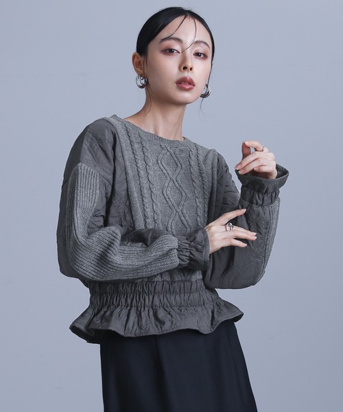 kOhAKU（コハク）の「キルティング切替ニット（ニット/セーター・レディース・チャコール/ブラック・1/2）」の22枚目の写真