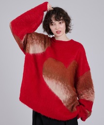 GRADATION HEART SHAGGY KNIT / グラデーションハートシャギーニット