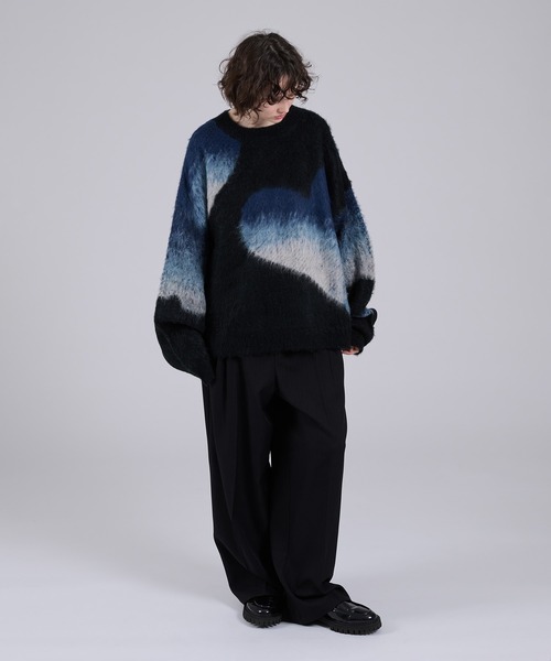 ONCILY【クリスマスコレクション 】グラデーションハートシャギーニット ONCILY セーター ニット GRADATION HEART SHAGGY KNIT