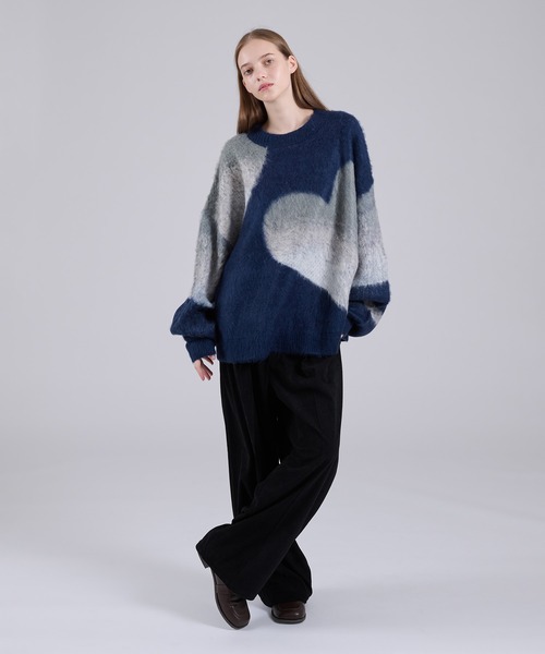 セール】GRADATION HEART SHAGGY KNIT / グラデーションハート