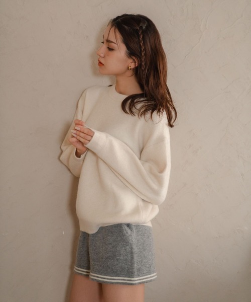 Nu(ニュー)の「【Nu】クルーネックニットトップス(ニット/セーター・レディース・イエロー/オフホワイト/ピンク/ボルドー/ブラウン・M)」の16枚目の写真
