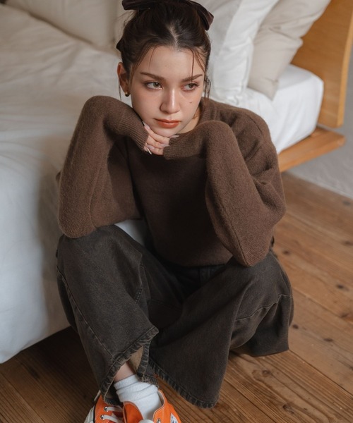 museドゥーズィエムクラス ＊ふわとろウール クルーネックスリット