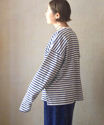 ラメボーダー クルーネックBigプルオーバー（Tシャツ