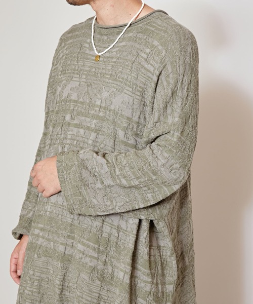 チャイハネ(チャイハネ)の「【チャイハネ】ジャカードコットンニットペイズリーMEN'Sトップス(ニット/セーター・メンズ・ブラック/ベージュ/グレー/カーキ・FREE)」の12枚目の写真