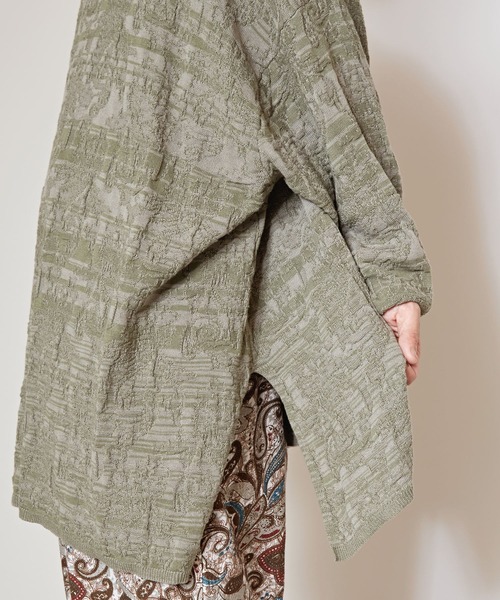 チャイハネ(チャイハネ)の「【チャイハネ】ジャカードコットンニットペイズリーMEN'Sトップス(ニット/セーター・メンズ・ブラック/ベージュ/グレー/カーキ・FREE)」の5枚目の写真