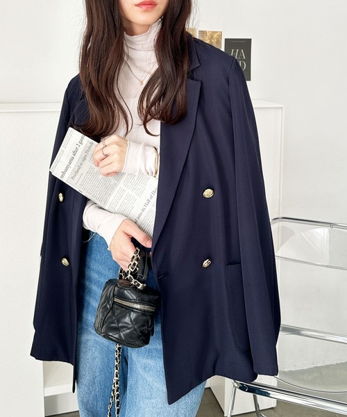 GeeRA(ジーラ)の「金ボタンダブルテーラードジャケット(テーラードジャケット・レディース・ネイビー/チャコール・LARGE/X-LARGE/MEDIUM)」の13枚目の写真