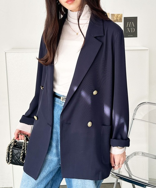 GeeRA(ジーラ)の「金ボタンダブルテーラードジャケット(テーラードジャケット・レディース・ネイビー/チャコール・LARGE/X-LARGE/MEDIUM)」の14枚目の写真