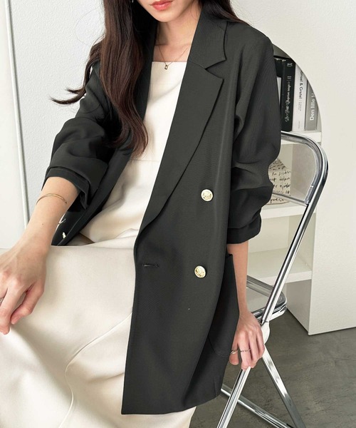 GeeRA(ジーラ)の「金ボタンダブルテーラードジャケット(テーラードジャケット・レディース・ネイビー/チャコール・LARGE/X-LARGE/MEDIUM)」の6枚目の写真