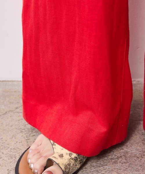 CHIC STYLE（シックスタイル）の「レーヨン麻リラックスワイドパンツ＜大きいサイズ有＞シックスタイル（スラックス・レディース・グリーン/オフホワイト/ブルー/レッド/ブラック/モカ/ネイビー・L/M/3L/LL/5L/4L）」の18枚目の写真