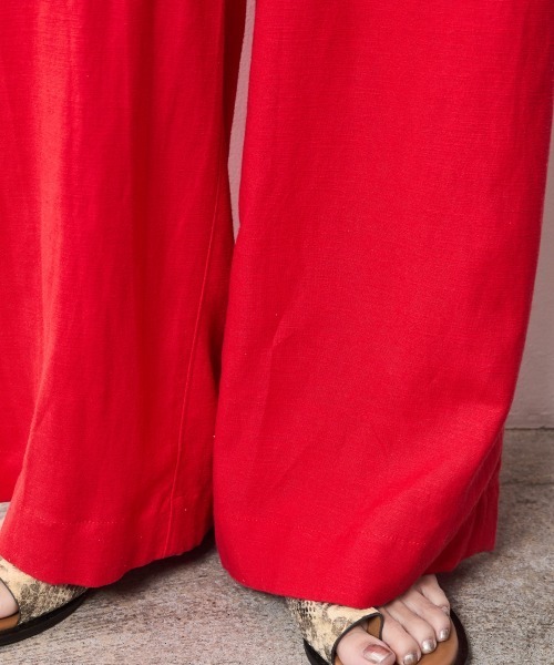 CHIC STYLE（シックスタイル）の「レーヨン麻リラックスワイドパンツ＜大きいサイズ有＞シックスタイル（スラックス・レディース・グリーン/オフホワイト/ブルー/レッド/ブラック/モカ/ネイビー・L/M/3L/LL/5L/4L）」の19枚目の写真