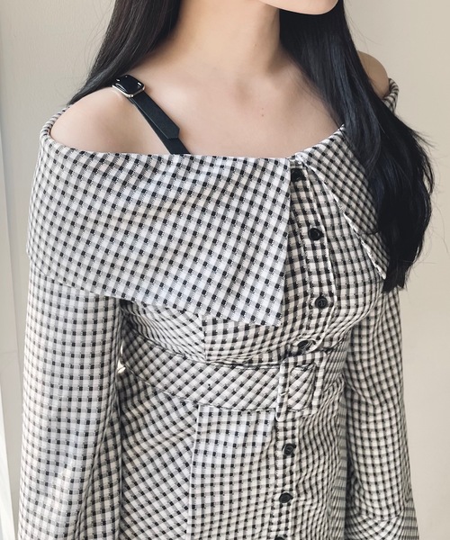 NOMAE チェックオフショルシャツチュニック NOMAE（ノーマエ）の「チェックオフショルシャツチュニック