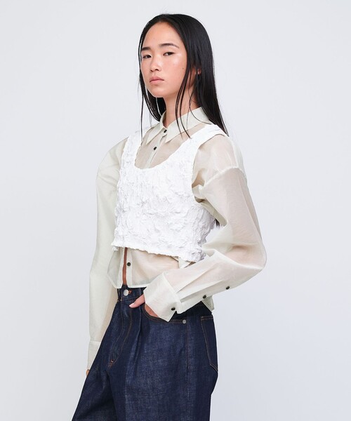 イウエンマトフ　シアーブラウス セール】＜AEWEN MATOPH＞シアー フレア ショートシャツ（シャツ