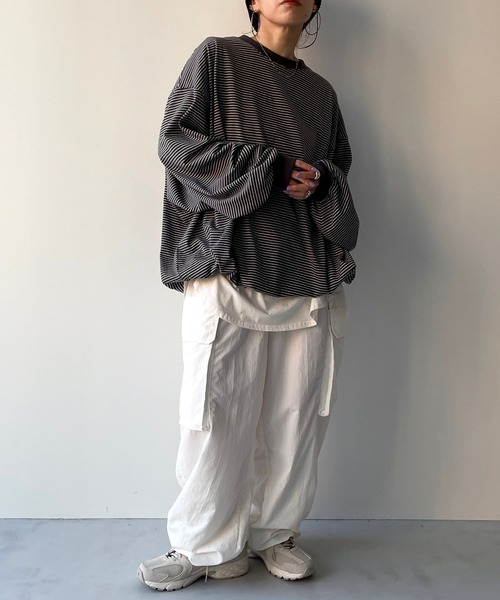 natto(ナット)の「【ユニセックスアイテム】 premium loose silhouette long sleeve / ルーズシルエットロングスリーブ(Tシャツ/カットソー・メンズ・ブラック/アイボリー・FREE)」の17枚目の写真