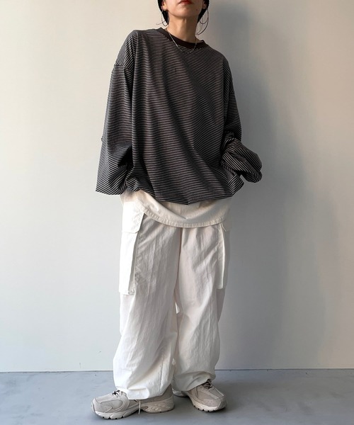 natto(ナット)の「【ユニセックスアイテム】 premium loose silhouette long sleeve / ルーズシルエットロングスリーブ(Tシャツ/カットソー・メンズ・ブラック/アイボリー・FREE)」の18枚目の写真