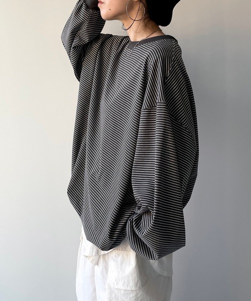 natto(ナット)の「【ユニセックスアイテム】 premium loose silhouette long sleeve / ルーズシルエットロングスリーブ(Tシャツ/カットソー・メンズ・ブラック/アイボリー・FREE)」の19枚目の写真