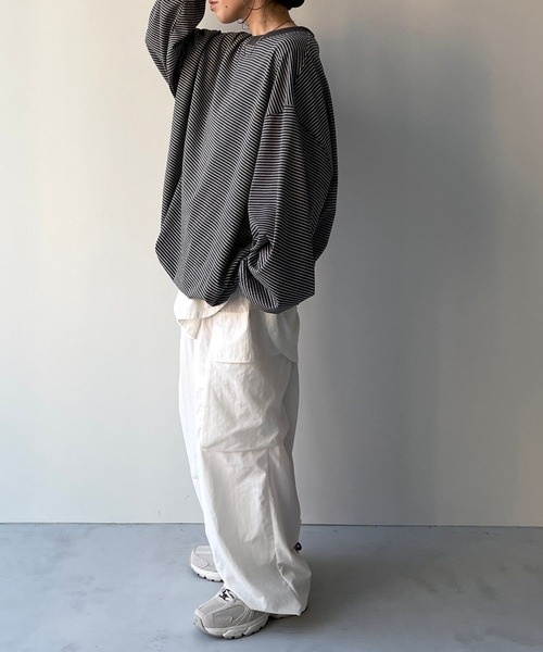 natto(ナット)の「【ユニセックスアイテム】 premium loose silhouette long sleeve / ルーズシルエットロングスリーブ(Tシャツ/カットソー・メンズ・ブラック/アイボリー・FREE)」の20枚目の写真