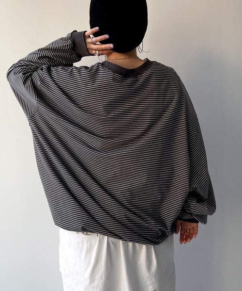 natto(ナット)の「【ユニセックスアイテム】 premium loose silhouette long sleeve / ルーズシルエットロングスリーブ(Tシャツ/カットソー・メンズ・ブラック/アイボリー・FREE)」の21枚目の写真