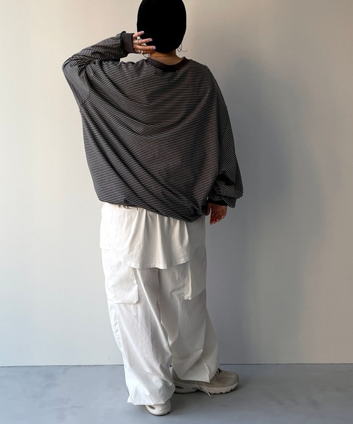 natto(ナット)の「【ユニセックスアイテム】 premium loose silhouette long sleeve / ルーズシルエットロングスリーブ(Tシャツ/カットソー・メンズ・ブラック/アイボリー・FREE)」の22枚目の写真