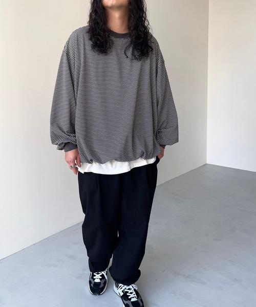 natto(ナット)の「【ユニセックスアイテム】 premium loose silhouette long sleeve / ルーズシルエットロングスリーブ(Tシャツ/カットソー・メンズ・ブラック/アイボリー・FREE)」の15枚目の写真