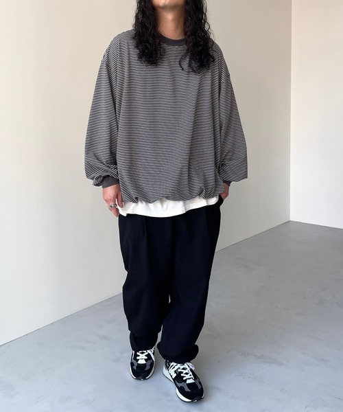 natto(ナット)の「【ユニセックスアイテム】 premium loose silhouette long sleeve / ルーズシルエットロングスリーブ(Tシャツ/カットソー・メンズ・ブラック/アイボリー・FREE)」の16枚目の写真