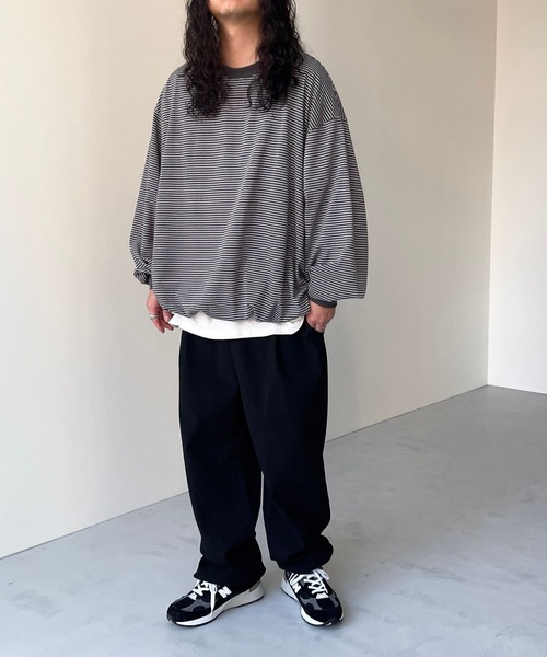natto(ナット)の「【ユニセックスアイテム】 premium loose silhouette long sleeve / ルーズシルエットロングスリーブ(Tシャツ/カットソー・メンズ・ブラック/アイボリー・FREE)」の5枚目の写真