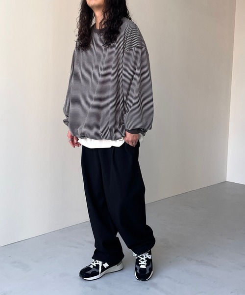 natto(ナット)の「【ユニセックスアイテム】 premium loose silhouette long sleeve / ルーズシルエットロングスリーブ(Tシャツ/カットソー・メンズ・ブラック/アイボリー・FREE)」の6枚目の写真